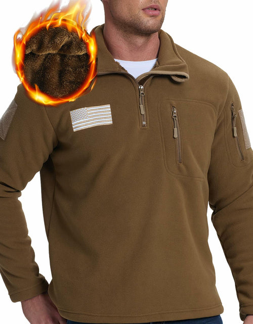 Load image into Gallery viewer, SIZE XL FEWGLEN Men’s Fleece Quarter Zip Pullover Sweatshirt Brown
