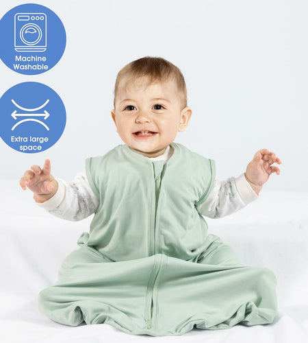 GUNTAIL Baby Sleep Sack 100% Rayon Cotton 2-Way Zipper Soft Lightweight Green L
