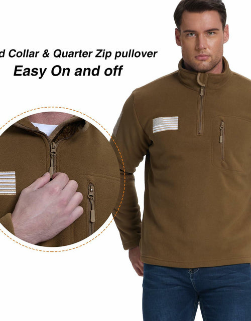 Load image into Gallery viewer, SIZE XL FEWGLEN Men’s Fleece Quarter Zip Pullover Sweatshirt Brown
