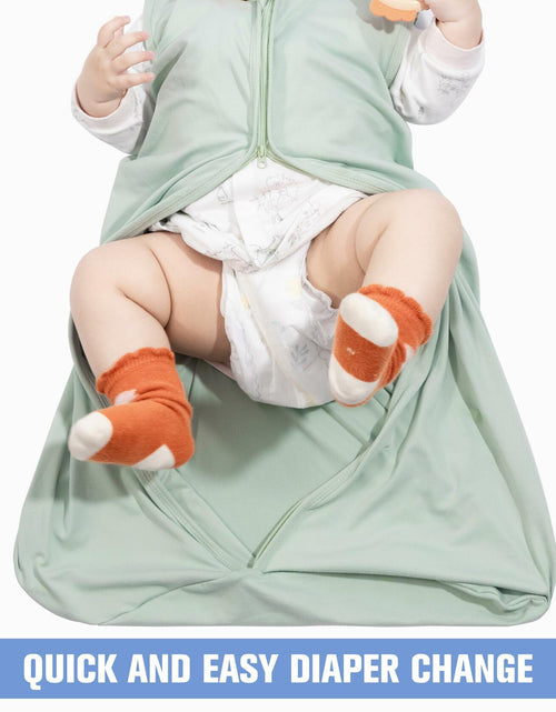 Load image into Gallery viewer, GUNTAIL Baby Sleep Sack 100% Rayon Cotton 2-Way Zipper Soft Lightweight Green L
