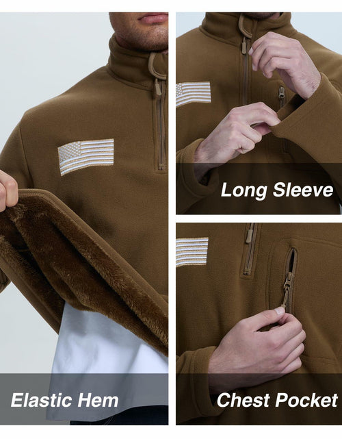 Load image into Gallery viewer, SIZE XL FEWGLEN Men’s Fleece Quarter Zip Pullover Sweatshirt Brown
