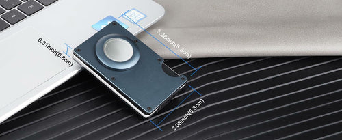 Load image into Gallery viewer, Team Gainz Mens Metal RFID Wallet with Airtag Holder Blue W/ Strap

