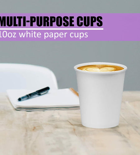 Smygoods Disposable Paper Coffee Cups White 10 OZ 100 Count Hot Beverage