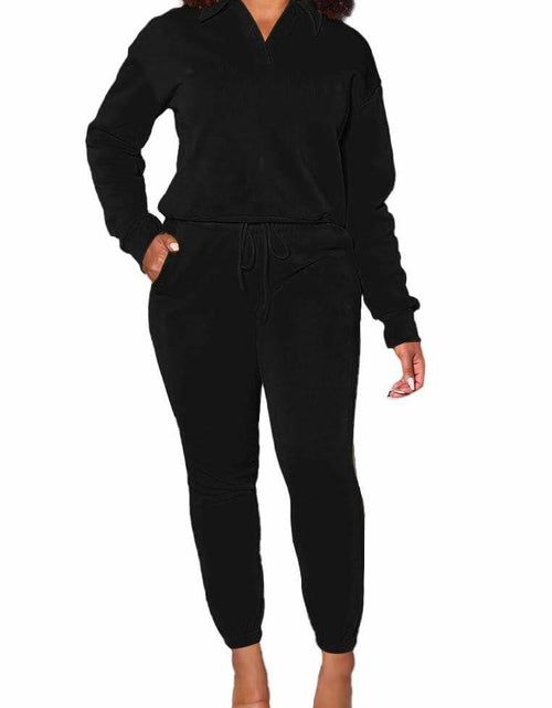 Load image into Gallery viewer, Nimsruc Women's 2-Piece Jogging Sweatsuit Set Long Sleeve Black Size S
