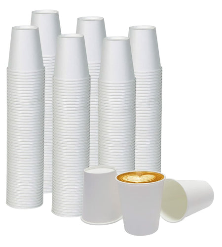 Smygoods Disposable Paper Coffee Cups White 10 OZ 100 Count Hot Beverage