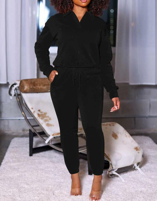 Load image into Gallery viewer, Nimsruc Women's 2-Piece Jogging Sweatsuit Set Long Sleeve Black Size S
