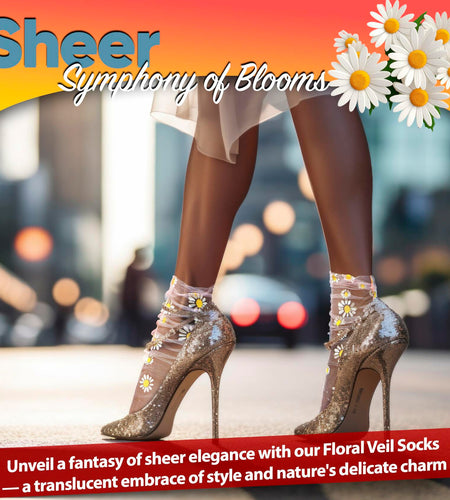 AVIAN LEGS Daisy Sheer Floral Mesh Ankle Socks Pink 1 Pair Size 5-8