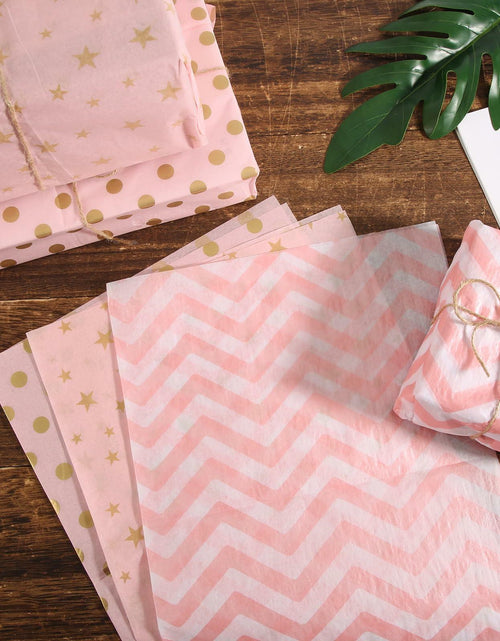 Load image into Gallery viewer, 30 Sheets Light Pink Tissue Paper 19.6x13.7in Star Dot Wavy Gift Wrap

