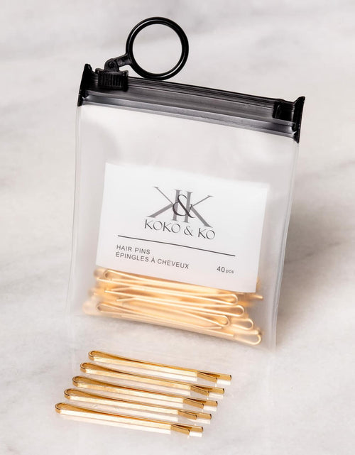Load image into Gallery viewer, KOKO &amp; KO Gold Bobby Pins 2in 40pcs Flat Hair Pins Blonde Hair
