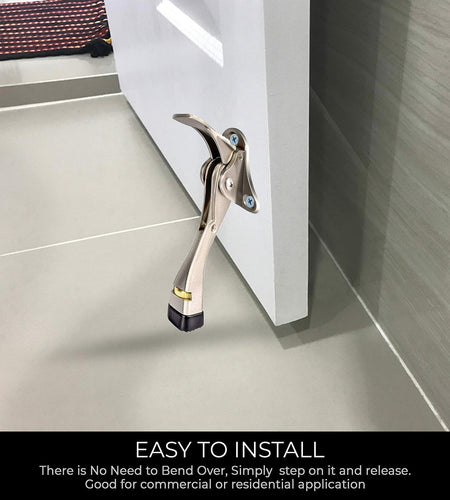 HOME&I Easy Pedal Kick Down Door Stop Chrome 4 Inch 1 Pack Height-Adjustable
