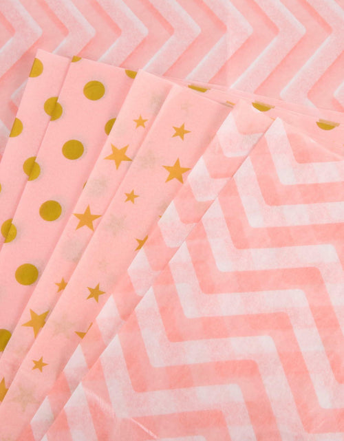 Load image into Gallery viewer, 30 Sheets Light Pink Tissue Paper 19.6x13.7in Star Dot Wavy Gift Wrap
