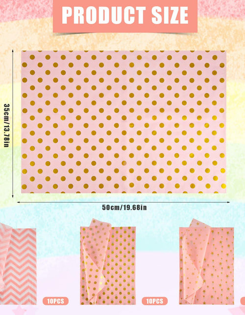 Load image into Gallery viewer, 30 Sheets Light Pink Tissue Paper 19.6x13.7in Star Dot Wavy Gift Wrap
