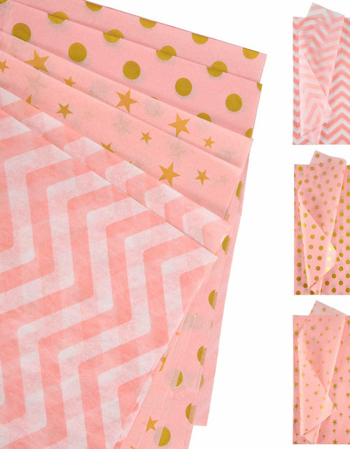 Load image into Gallery viewer, 30 Sheets Light Pink Tissue Paper 19.6x13.7in Star Dot Wavy Gift Wrap
