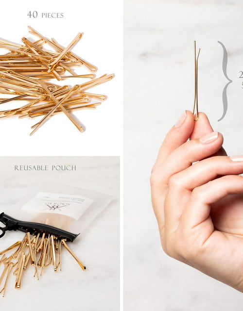 Load image into Gallery viewer, KOKO &amp; KO Gold Bobby Pins 2in 40pcs Flat Hair Pins Blonde Hair
