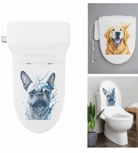 ROLY BEE 2 Sheets Funny Dog Toilet Cover Stickers 9.84x7.87 Multicolor PVC