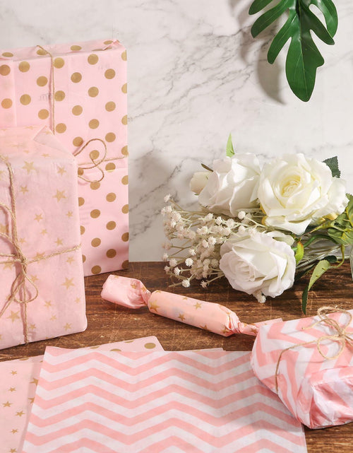 Load image into Gallery viewer, 30 Sheets Light Pink Tissue Paper 19.6x13.7in Star Dot Wavy Gift Wrap

