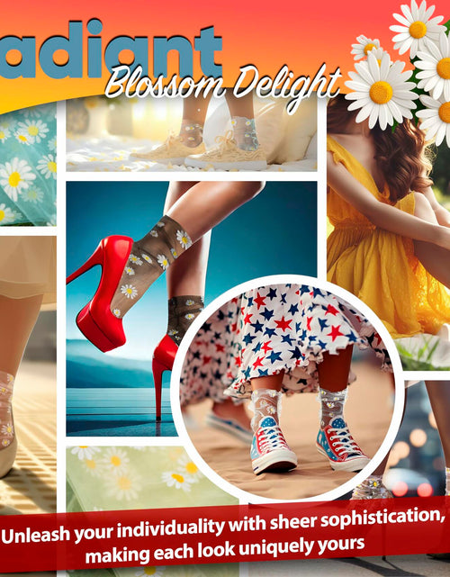 Load image into Gallery viewer, AVIAN LEGS Daisy Sheer Floral Mesh Ankle Socks Pink 1 Pair Size 5-8

