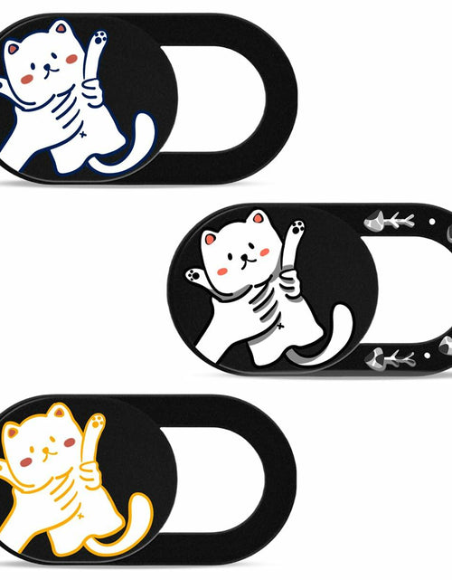 Load image into Gallery viewer, DR. PANDACAT Hug Me Cat 3-Pack Laptop Camera Cover Slide Black White
