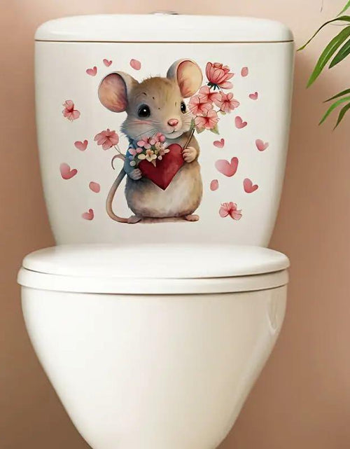 Load image into Gallery viewer, DIDOSOFT Mouse Love Petals Waterproof Toilet Cover Sticker Decals Color
