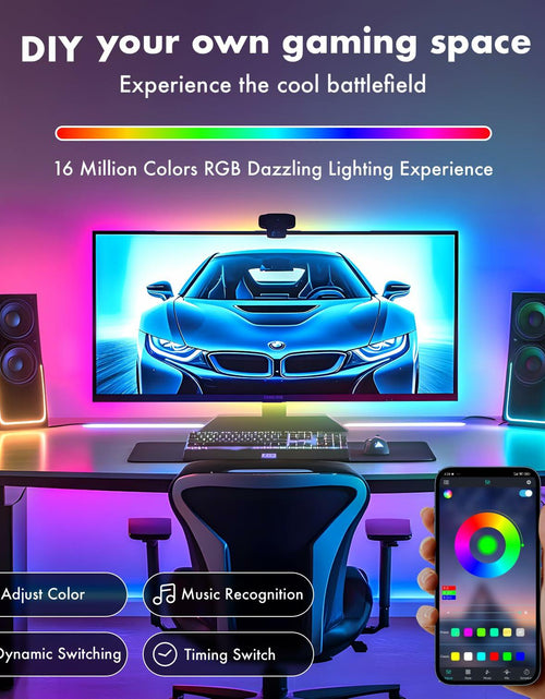 Load image into Gallery viewer, DTQJ RGB LED TV Backlight Strip 13.1ft USB Music Sync Bluetooth Remote
