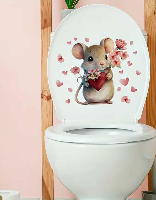 Load image into Gallery viewer, DIDOSOFT Mouse Love Petals Waterproof Toilet Cover Sticker Decals Color
