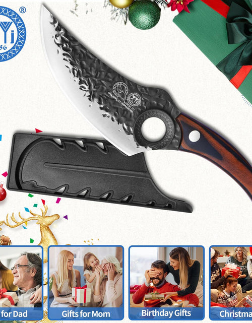 Load image into Gallery viewer, XYJ Forged Boning Knife Carbon Steel Full Tang Coffee w/ Sheath

