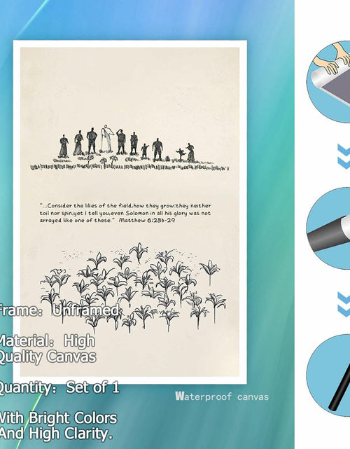 Load image into Gallery viewer, ZETCGSH Vintage Matthew 6:28 Bible Verse Christian Poster 12x16 Unframed
