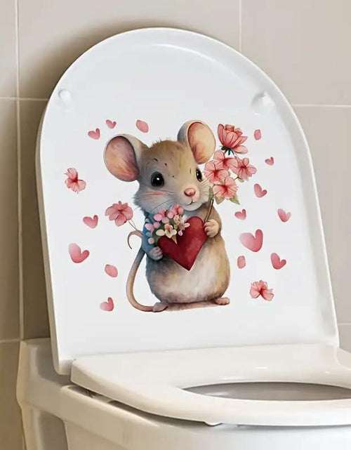 Load image into Gallery viewer, DIDOSOFT Mouse Love Petals Waterproof Toilet Cover Sticker Decals Color
