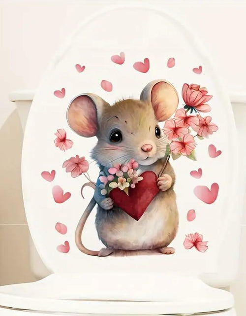 Load image into Gallery viewer, DIDOSOFT Mouse Love Petals Waterproof Toilet Cover Sticker Decals Color
