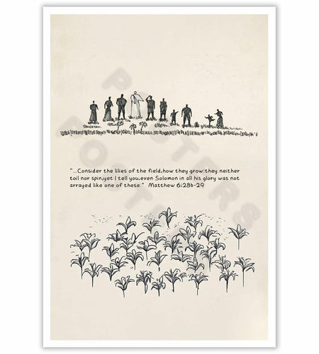 ZETCGSH Vintage Matthew 6:28 Bible Verse Christian Poster 12x16 Unframed