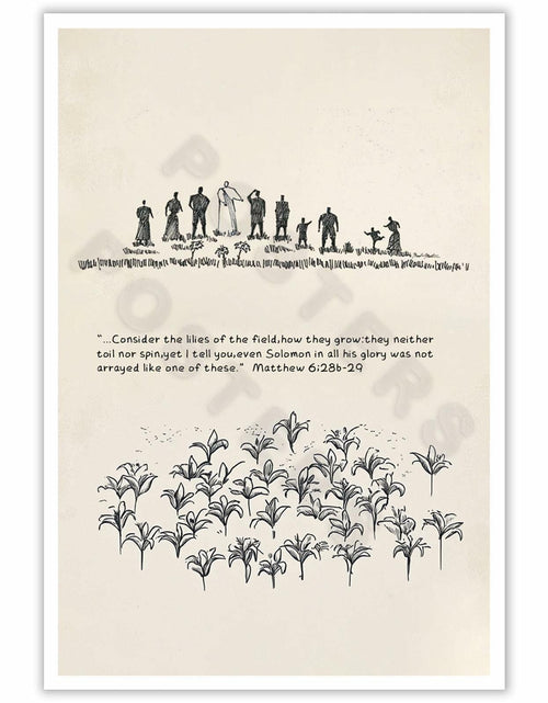Load image into Gallery viewer, ZETCGSH Vintage Matthew 6:28 Bible Verse Christian Poster 12x16 Unframed
