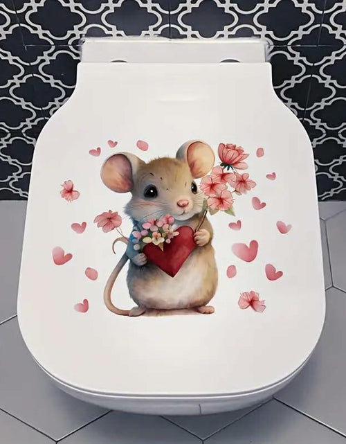 Load image into Gallery viewer, DIDOSOFT Mouse Love Petals Waterproof Toilet Cover Sticker Decals Color
