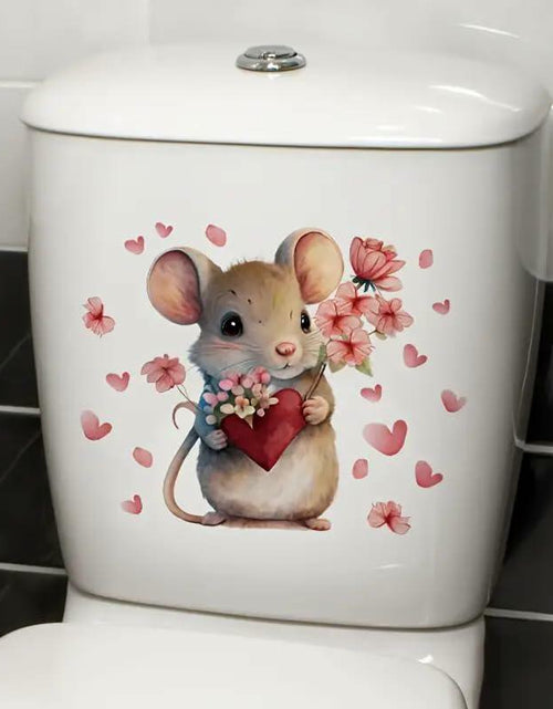 Load image into Gallery viewer, DIDOSOFT Mouse Love Petals Waterproof Toilet Cover Sticker Decals Color
