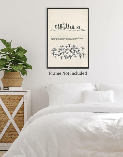 Load image into Gallery viewer, ZETCGSH Vintage Matthew 6:28 Bible Verse Christian Poster 12x16 Unframed
