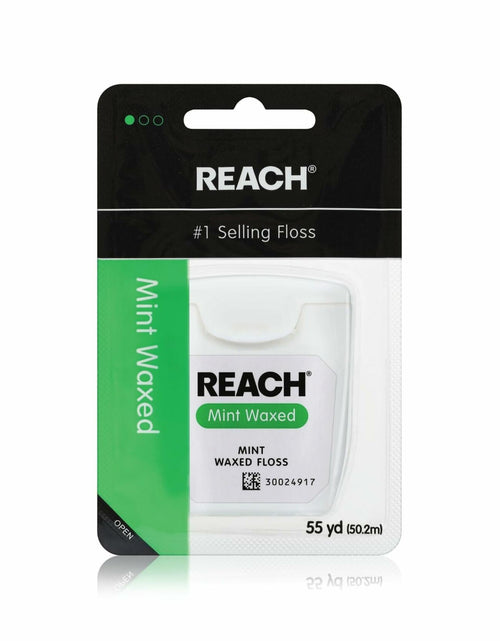 Load image into Gallery viewer, REACH Waxed Dental Floss Mint 55 yd 1 Pack PFAS Free Shred Resistant Green
