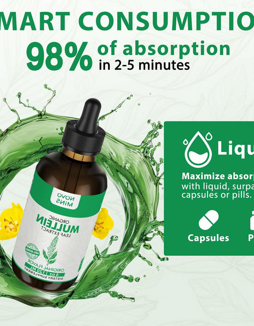 Load image into Gallery viewer, BestBy03/26 novomins Mullein Leaf Tincture Lung Detox Vegan 4 fl oz Chlorophyll
