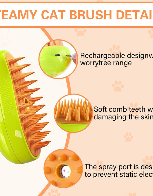 Load image into Gallery viewer, Steamy 3-in-1 Steam Pet Grooming Brush Self-Cleaning Hair Removal for Cats OPEN

