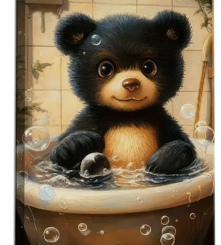 Cremooy Bathroom Bear Canvas Wall Art Funny Toilet Baby Bear 10x8 Canvas
