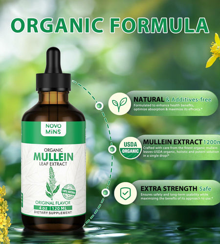 BestBy03/26 novomins Mullein Leaf Tincture Lung Detox Vegan 4 fl oz Chlorophyll