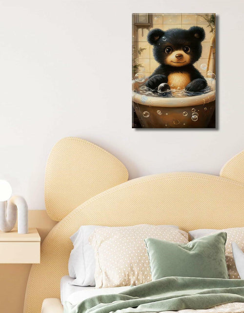 Load image into Gallery viewer, Cremooy Bathroom Bear Canvas Wall Art Funny Toilet Baby Bear 10x8 Canvas

