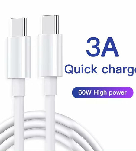 sawdca USB C to USB C Cable 3.3ft 3A 60W Fast Charging White