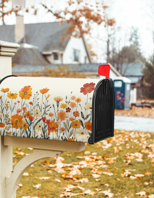 Load image into Gallery viewer, Kcozydecor Autumn Orange Flowers Magnetic Mailbox Cover 25.5x21in Standard
