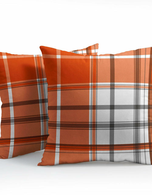 Load image into Gallery viewer, Kcozydecor Fall Pillow Covers 16x16in Orange White Plaid Set of 2
