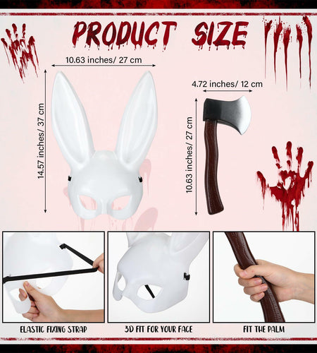 Breathffy Halloween Bunny Mask & Foam Axe Costume Accessories 14.57x10.63in