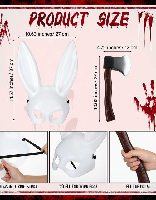 Load image into Gallery viewer, Breathffy Halloween Bunny Mask &amp; Foam Axe Costume Accessories 14.57x10.63in
