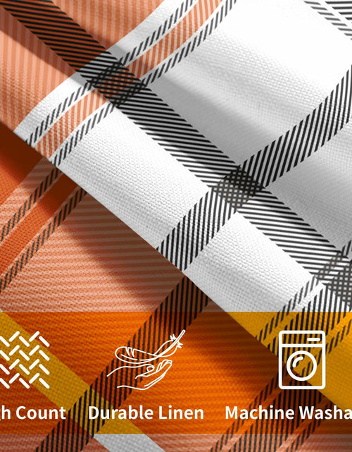 Load image into Gallery viewer, Kcozydecor Fall Pillow Covers 16x16in Orange White Plaid Set of 2
