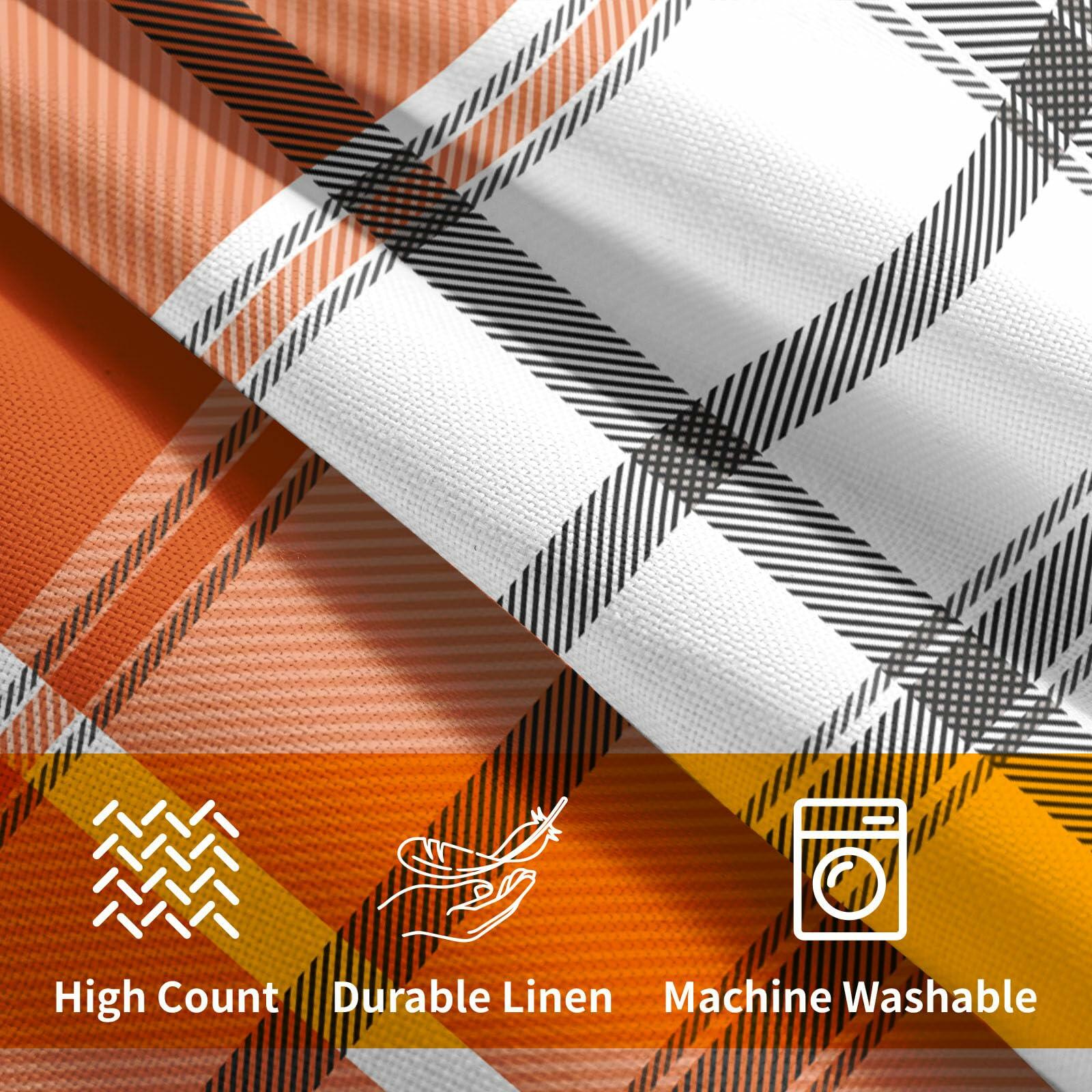 Kcozydecor Fall Pillow Covers 16x16in Orange White Plaid Set of 2