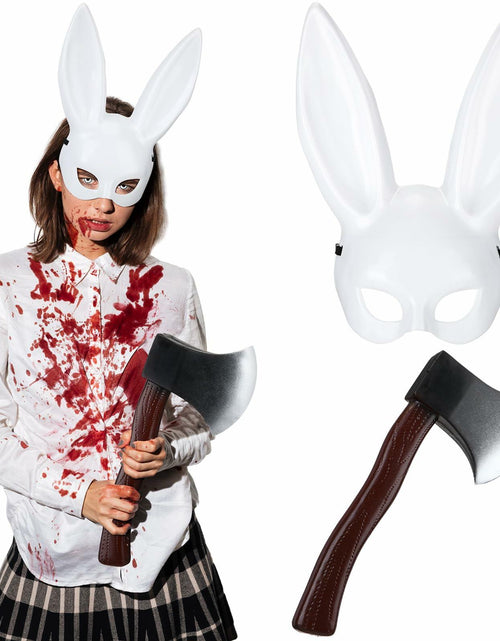 Load image into Gallery viewer, Breathffy Halloween Bunny Mask &amp; Foam Axe Costume Accessories 14.57x10.63in
