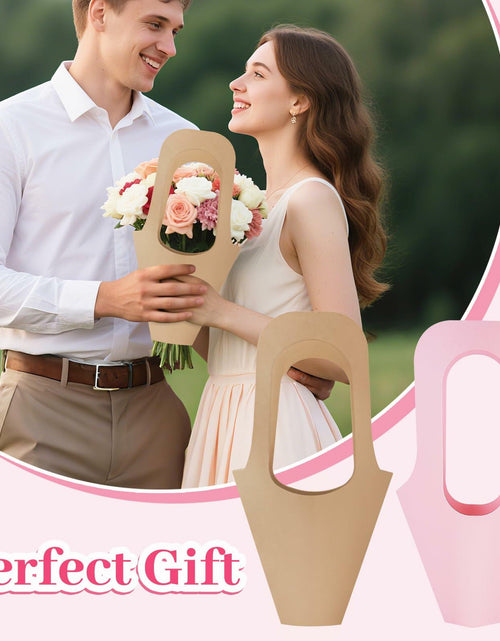 Load image into Gallery viewer, DIBALIYI 25 Pcs Kraft Paper Flower Gift Bags with Handle Brown Floral
