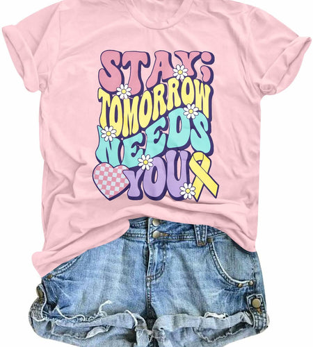 Mental Health Matters Shirt Women Suicide Awareness Tee Light Pink